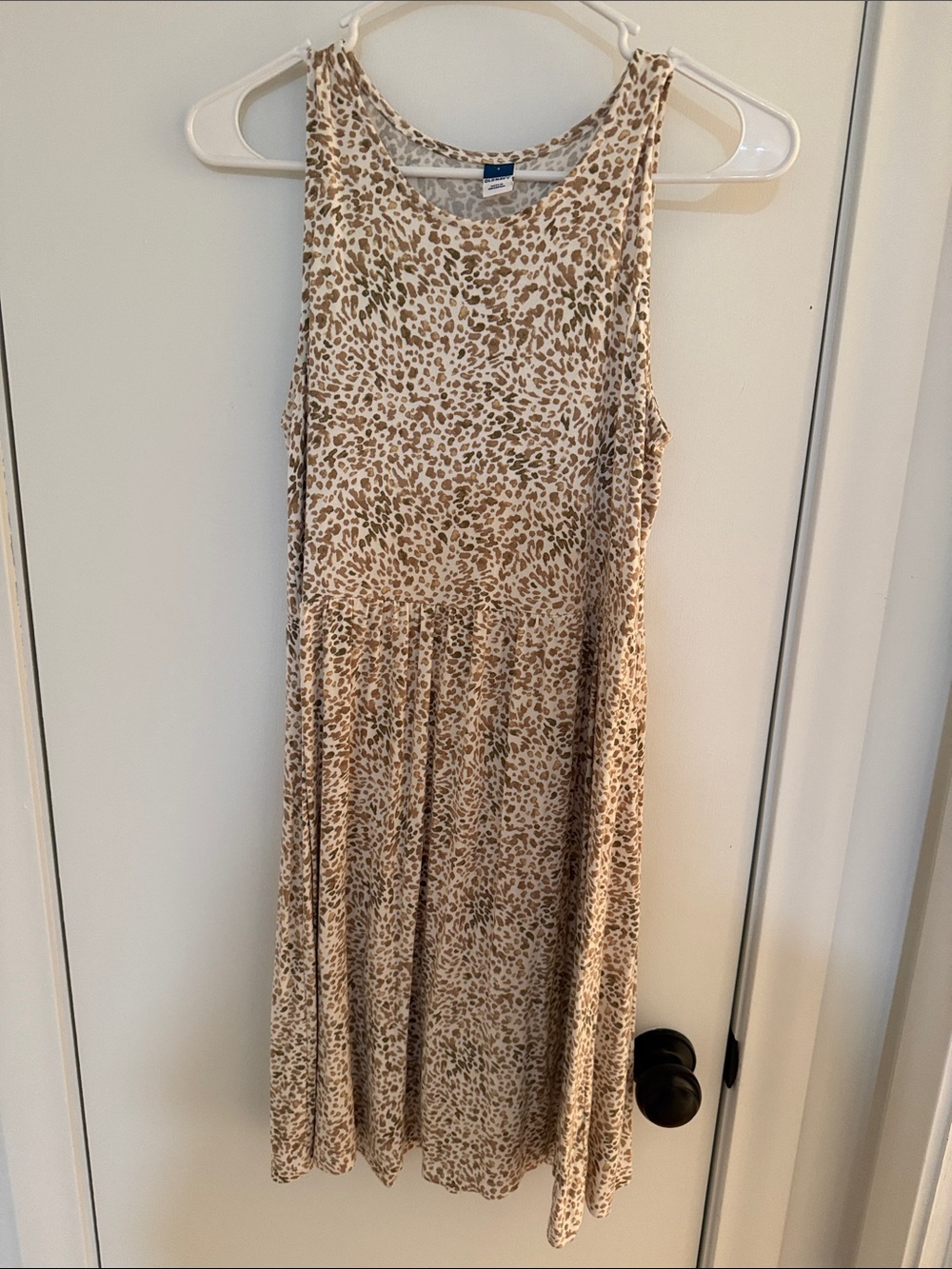 Old Navy Beige Leopard-Print Sleeveless Midi Dress